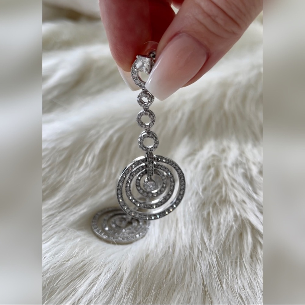 Circular Dangle Rhinestone Earrings - image 3